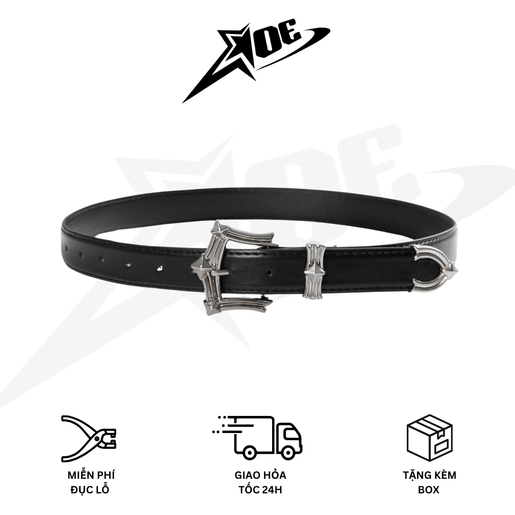 AOE STUDIO – Y2K เข็มขัดผู้ชายและผู้หญิงทําจากหนัง PU คุณภาพสูง Crow พร้อมหัวเข็มขัดสีเงิน Unisex Gothic street สไตล์