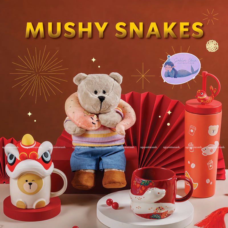 Starbucks COLLECTION OF FIVE SNAKES YEAR OF MUSHY SNAKE 2025