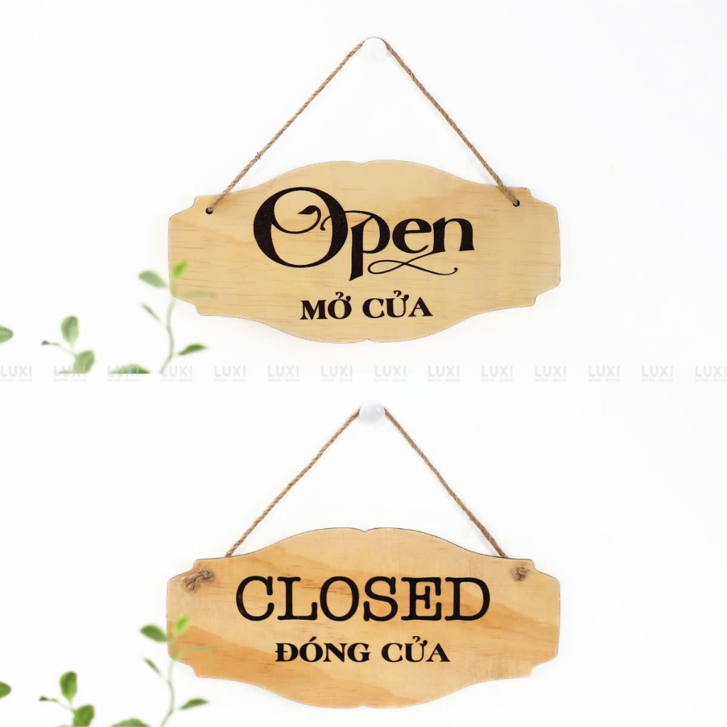 HCM HCM HCM | OPEN ป้ายแขวนประตูไม้สองด้าน ( DOES DOOR) / CLOSD (DOOR LOCK) LUXI DECOR HCM