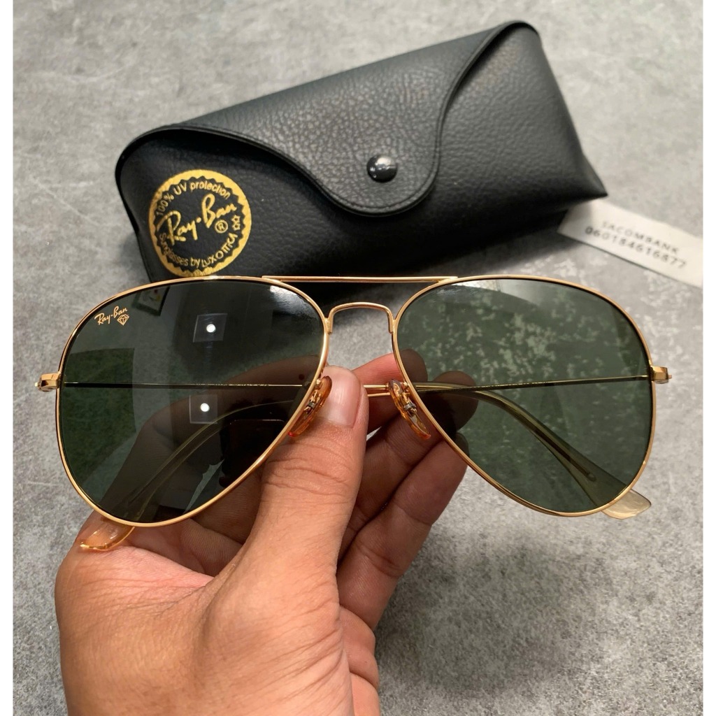 แว่นตานักบิน rayban 3026 อิตาเลี่ยน 2nd กรอบทอง ตานักบินแมลงปอ เลนส์แก้วสีเขียว