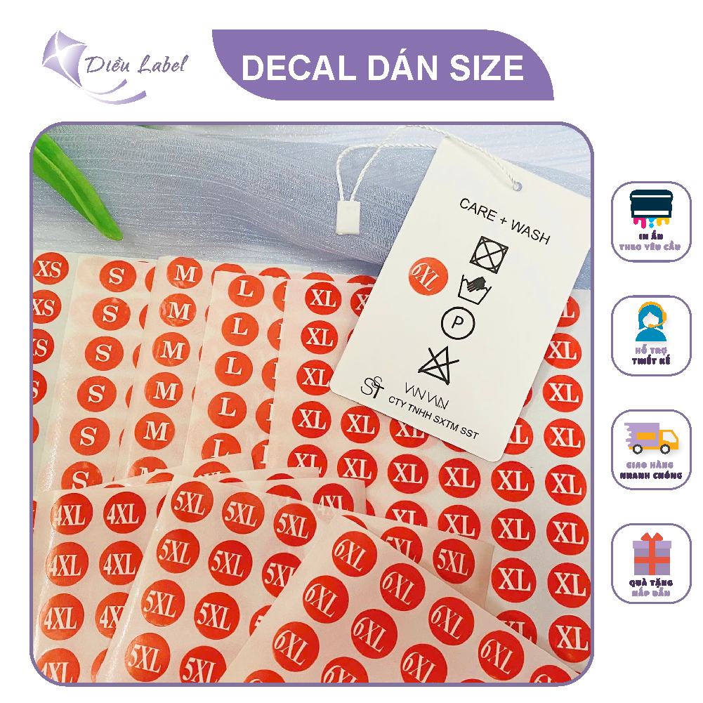 สติ๊กเกอร์ขนาด สติ๊กเกอร์ Size SML สําหรับเสื้อผ้าแฟชั่น สติ๊กเกอร์ทรงกลมสีแดง