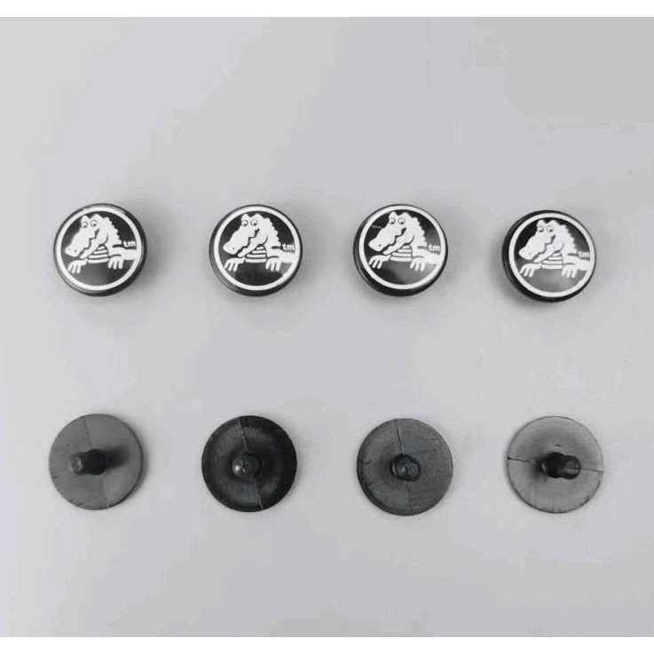 (เครื่องประดับ)ชุด 4 ชุดหมุดกลม จระเข้ รองเท้าแตะ แบบไขว้ 1 ชุด = 1 คู่ (หมุดสั้น 1 ตัว + หมุดยาว 1 ตัว) สลักสายรองเท้าแตะ ปุ่มสาย