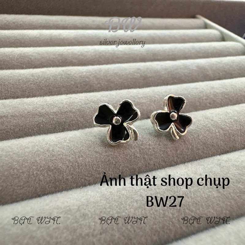 (WIN SILVER) BW27 ต่างหูเงินคุณภาพสูง Lucky clover