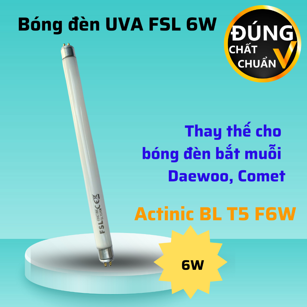 Uva 6W หลอดไฟกําจัดยุงแทนที่ FSL Actinic BL T5 F6W โคมไฟฆ่าแมลง