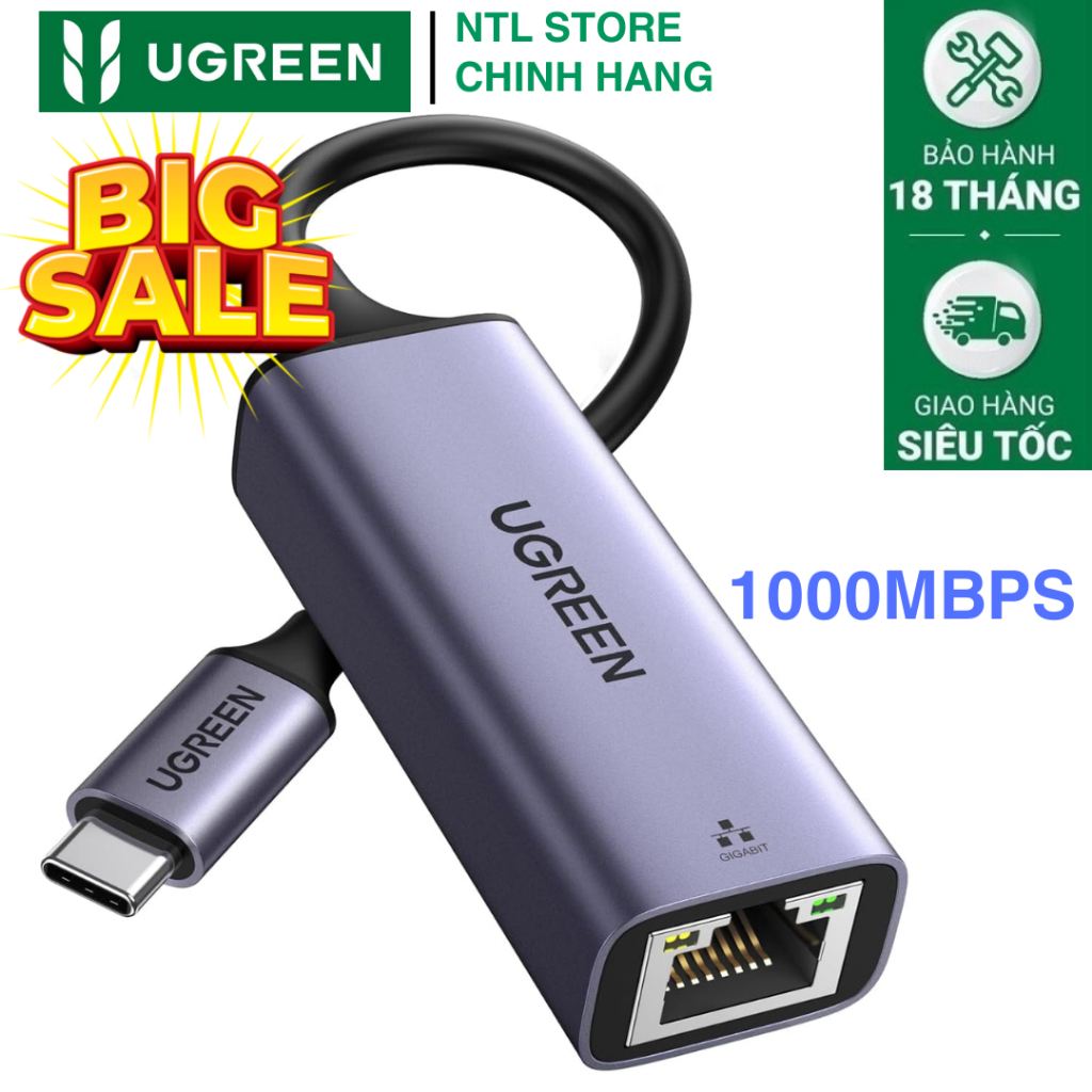สาย Ugreen TypeC Usb Type C ถึง Lan ของแท้ถึงพอร์ตเครือข่าย Lan 18 เดือน