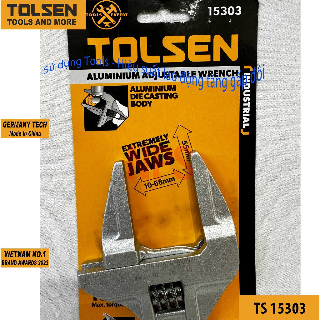 TOLSEN 15303 ประแจเลื่อน 205MM, 68MM