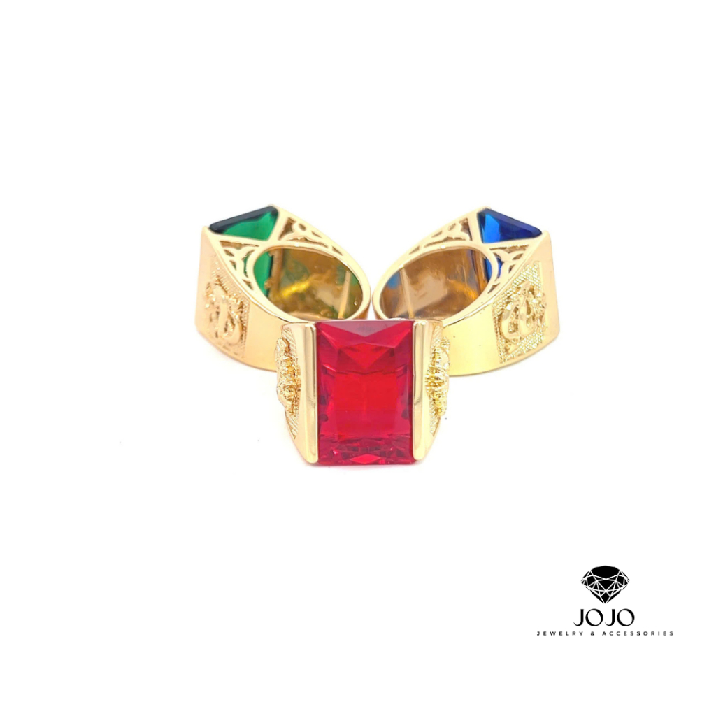 N81 JOJO หินสี feng shui แหวนผู้ชายรูปสี่เหลี่ยมผืนผ้า