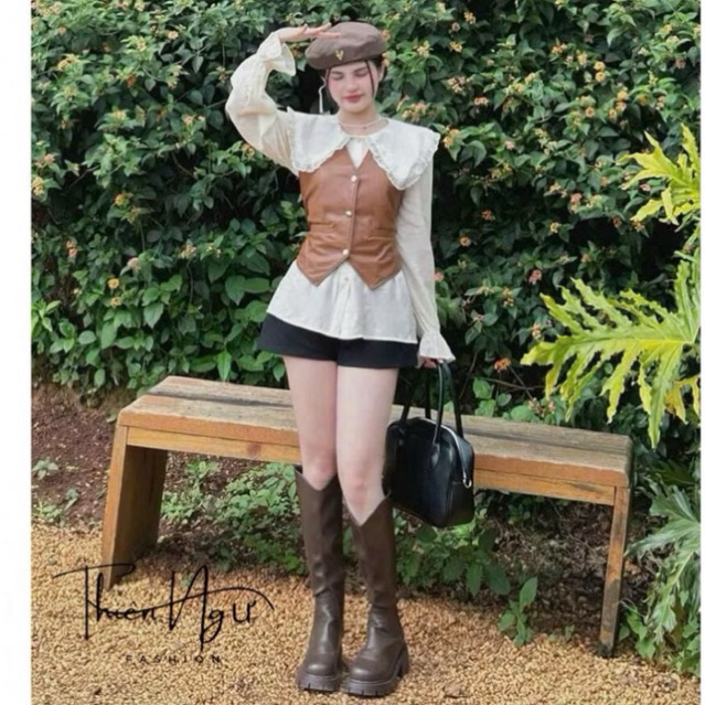 [ BIGSIZE FAT BEO ] SET OF 3 SHIRTS - สีน้ําตาลหนัง GHILE - พร้อมกางเกง FORM ขนาดใหญ่ 60-90KG