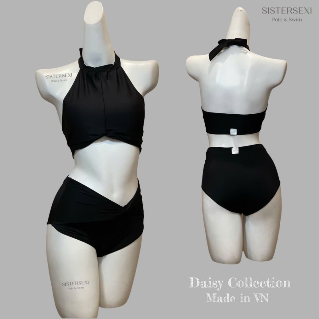 (AVAILABLE) B25 - สีดํา - ชุดว่ายน้ํา 2 ชิ้น (บิกินี่), Polewear, Twerking - DAISY - SISTER SEXI