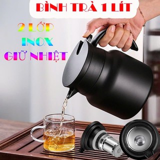 Ấm giữ nhiệt bình pha trà inox 316 có lọc trà 1000ml - bình lọc trà inox  cao cấp - ấm lọc trà