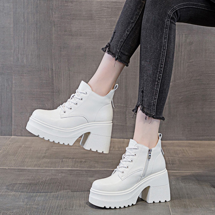 รองเท้าบูทหนังแท้ผู้หญิง 10M High Sole B750-4363