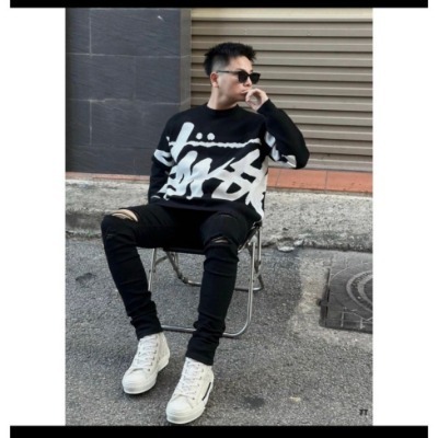 เสื้อกันหนาว Stussy สําหรับผู้ชายและผู้หญิงที่มีพิมพ์ตัวอักษรที่สวยงามเป็นพิเศษ - เสื้อกันหนาว Stuss