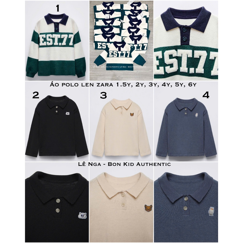 เสื้อโปโลไหมพรม ZARA CN ของแท้ ไซส์ 1.5y, 2y, 3y, 4y, 5y, 6y (READ NOTES CAREFULLY)