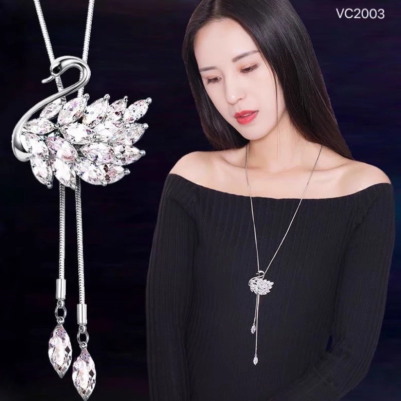 IK สร้อยคอจี้ดอกไม้คริสตัลหรูหราปรับขนาดได้ N24