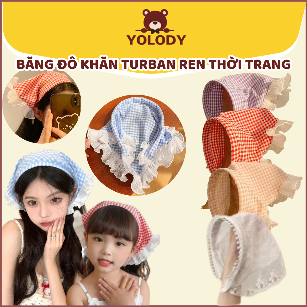 แฟชั่น badana Yolody ผ้าพันคอลูกไม้ที่คาดผมสามเหลี่ยม