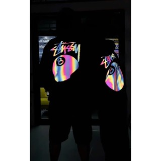 เสื้อฮู้ด เสื้อกันหนาวมีฮู้ดพิมพ์ลายสะท้อนแสงผ้าฟลีซที่ให้คว…