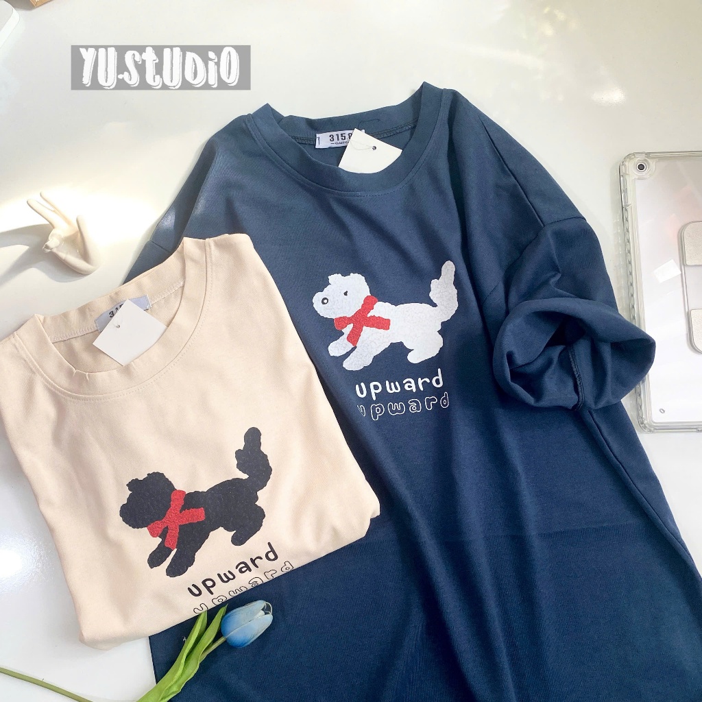 3158 เสื้อยืดผ้าฝ้ายแห้งลาย Upward Dog