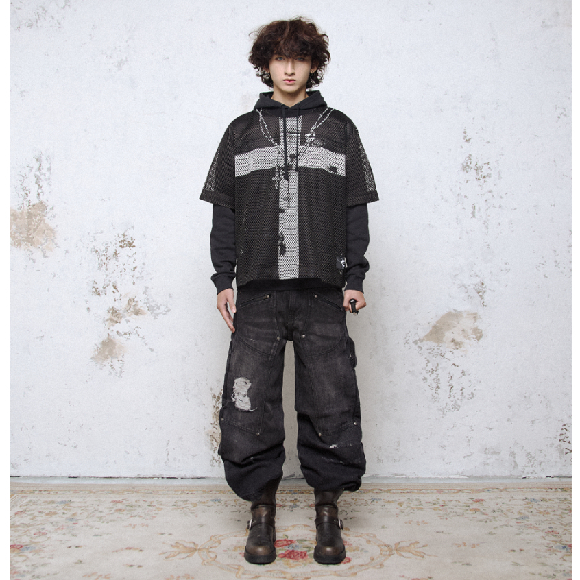 MESH SHIRT - KMC "RAGE" BLACK MESH BOXY T-SHIRT