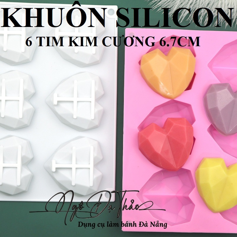 CN SILICON MOLD 6 DIAMOND HEARTS 6.7CM / 25011.007