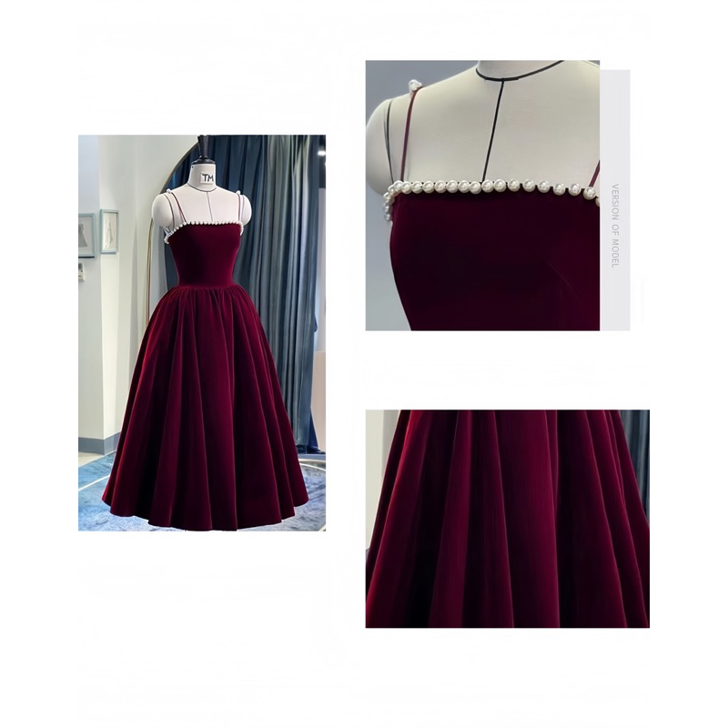 BECHIC VELVET DRESS เดรสแขนยาว LUXURY BEADED BREAST DRESS สําหรับงานปาร์ตี้และเล่น