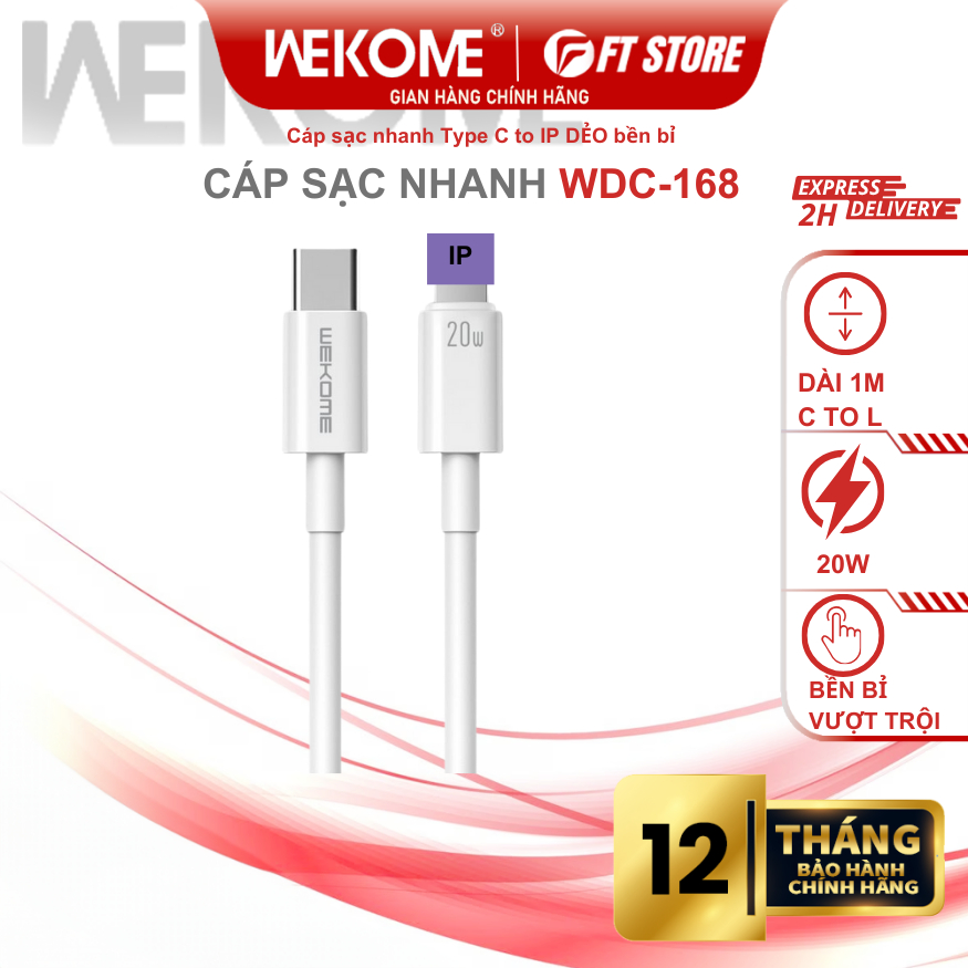 WDC-168 สายชาร์จเร็ว OD3.6 สายหนา ชิป PD20W ดั้งเดิม ดีไซน์ทนการแตกร้าว ทนทานยิ่งขึ้น