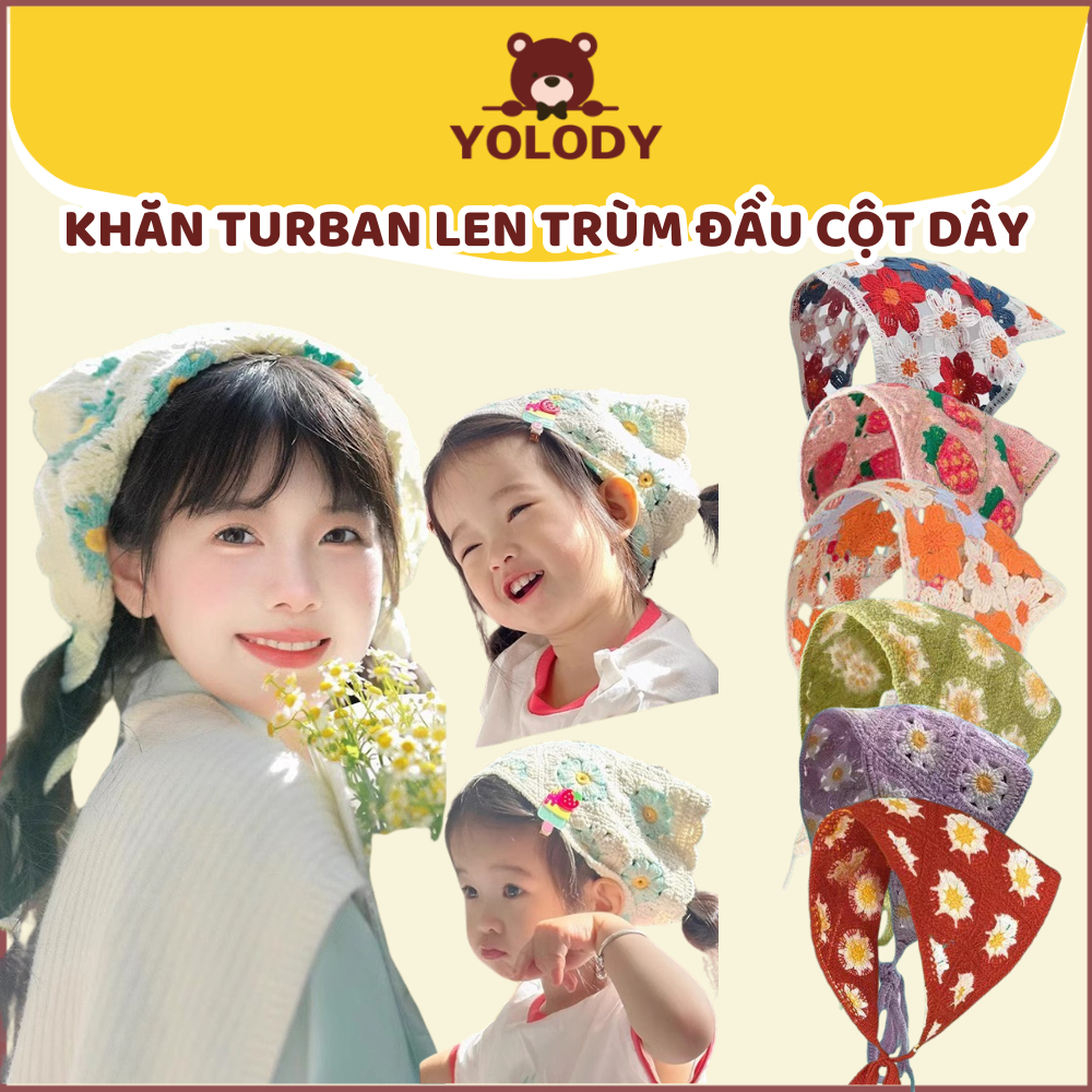 Doodder ผ้าโพกหัวขนสัตว์ผูกเชือกน่ารักสําหรับเด็ก Yolody แฟชั่นผ้าพันคอสามเหลี่ยม badana