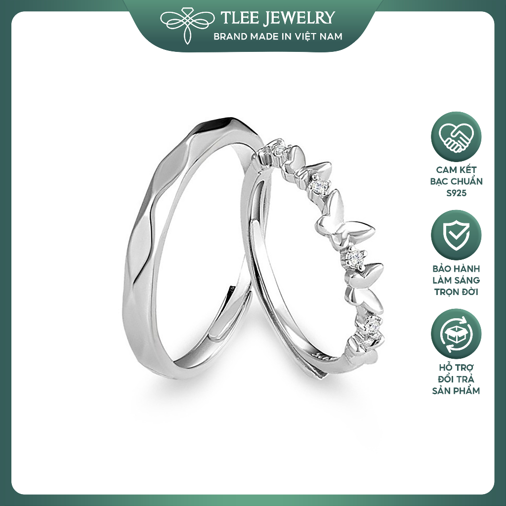 TLEE แหวนคู่รักสีเงินติดหิน TLEE JEWELRY ND0119