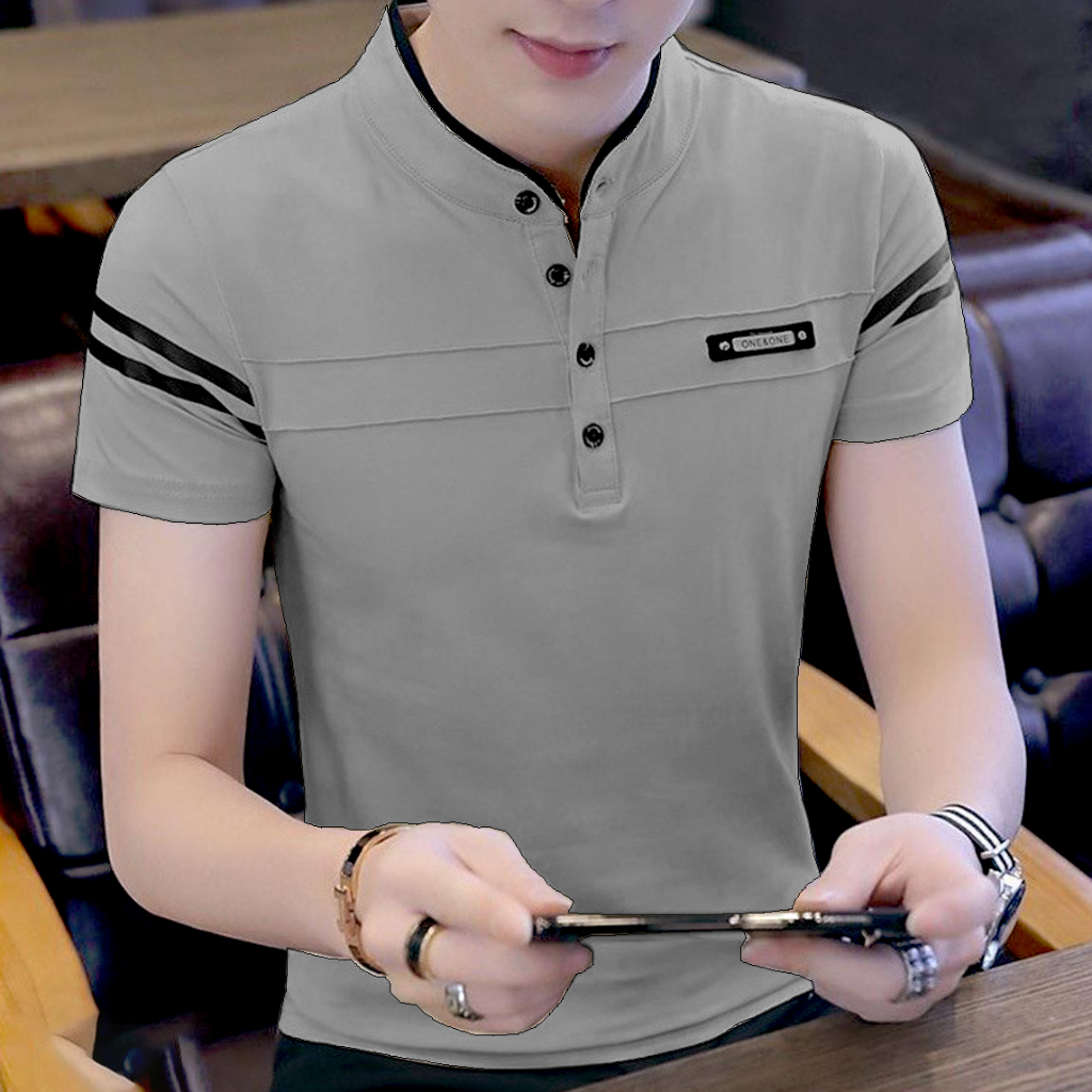 Skymen แฟชั่น MKT4710 ผู้ชายคอเต่า, คอเต่า, เสื้อยืดแขนสั้นผ้าฝ้ายโพลีต่อต้านริ้วรอย (หลัก)