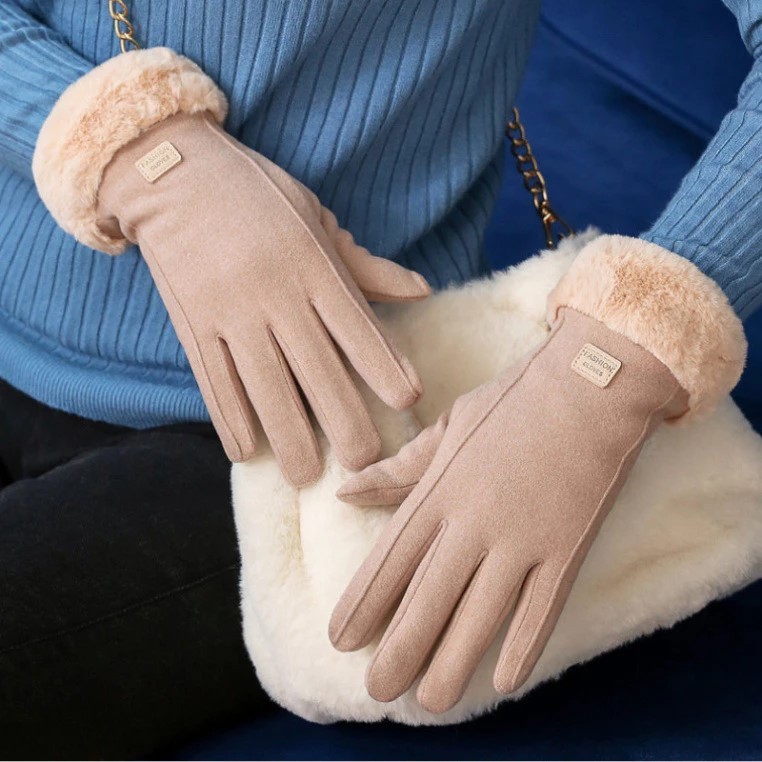 (Combo) FASHION ถุงมือผู้หญิง หนังกลับเนื้อนุ่ม ให้มืออุ่น (พร้อม Touch) (MAD0025GDQT)