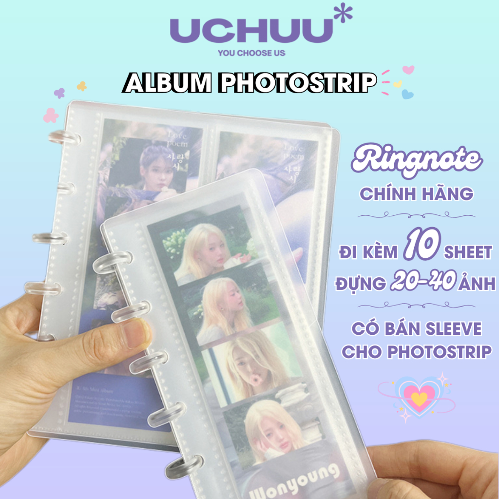 UCHUU x Ringnote Binder Photostrip อัลบั้ม Collectbook ภาพถ่ายยาว Photobooth 4cut Sleeve โปร่งใส
