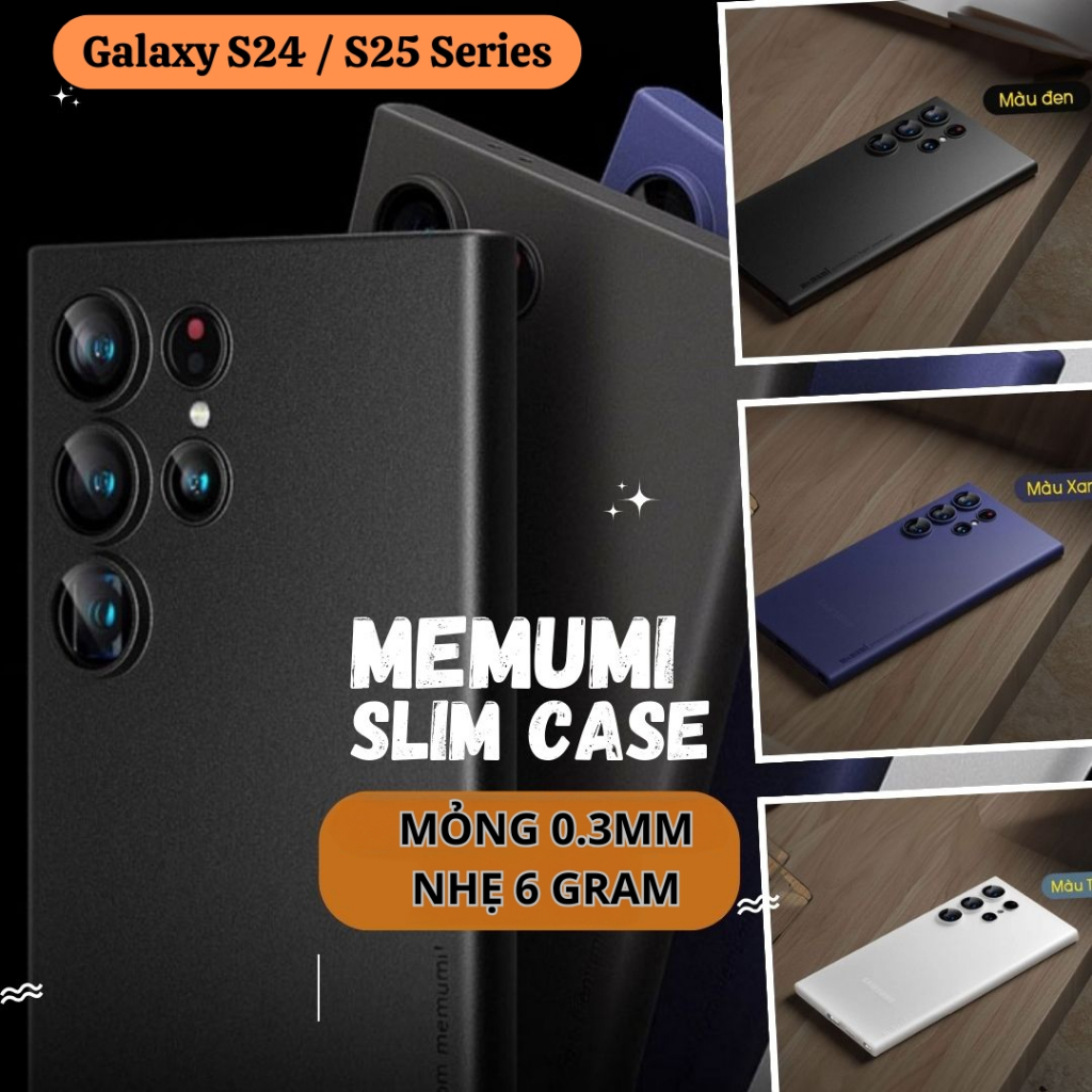 Memumi Slim 0.3 มม. ตลับเคลือบน้ําหนักเบา 6 กรัมสําหรับ Samsung Galaxy S25 S24 S23 Ultra Plus 5G