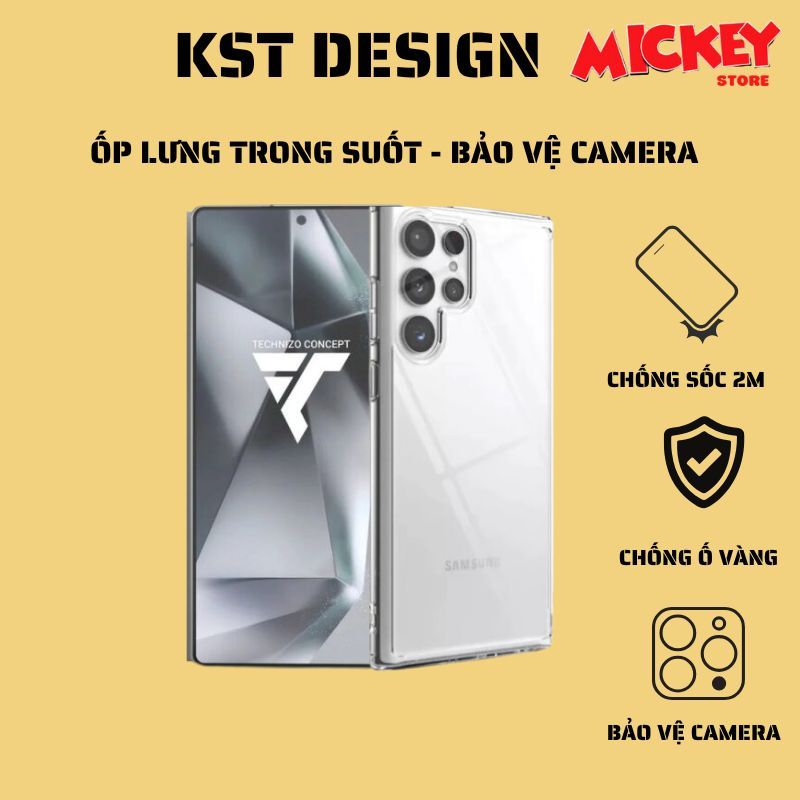 KST DESIGN เคสใสป้องกันสีเหลืองสําหรับ Samsung S25Ultra s25Plus s25
