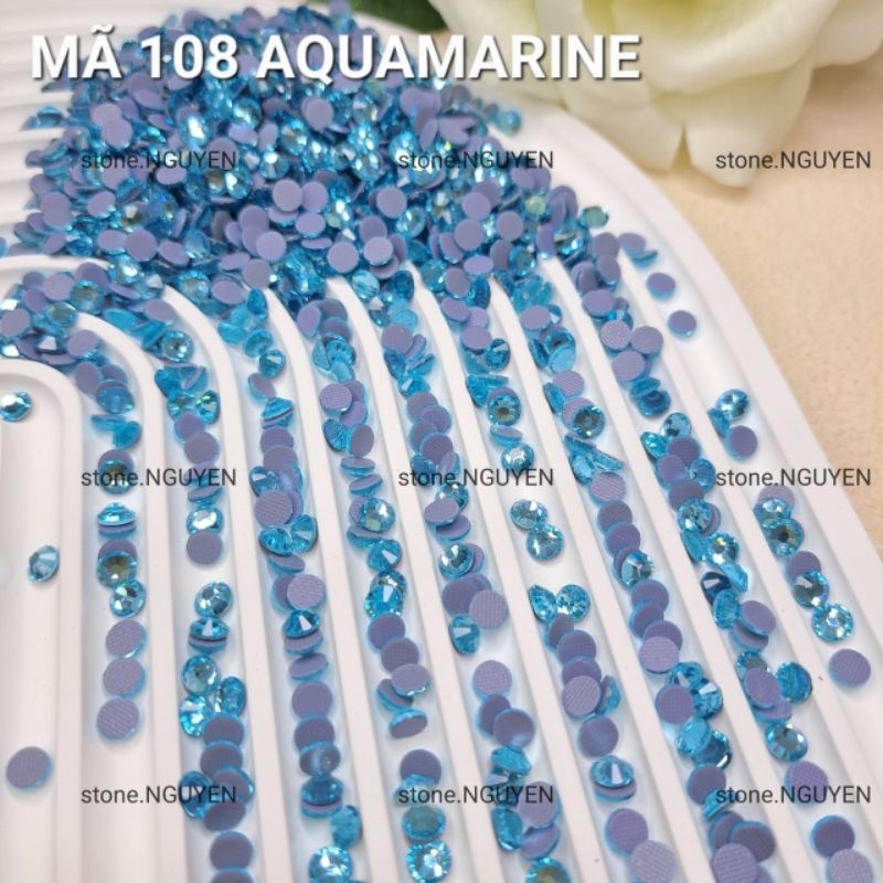 CODE 108 AQUAMARINE - NAILS STONE - HEAT PRESSED STONE สําหรับเสื้อผ้า DECORTATION