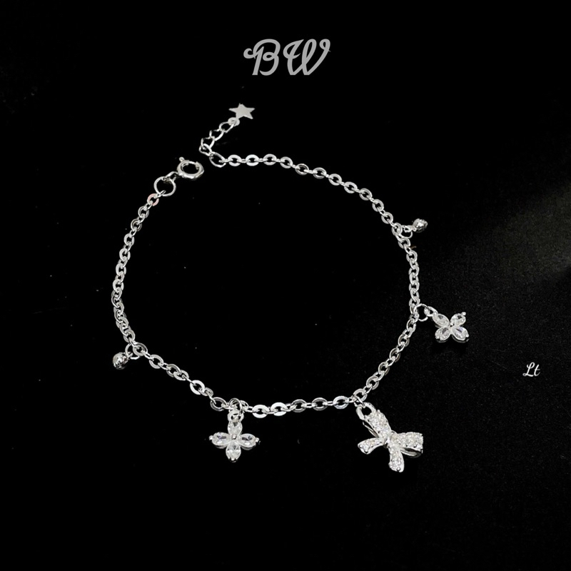 (WIN SILVER) BW74 สร้อยข้อมือเงินคุณภาพสูงมีโบว์น่ารัก