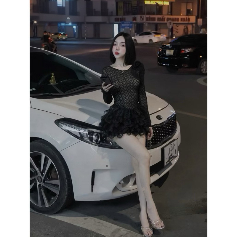 เดรสลูกไม้คุณภาพสูง 2 สี ขาวดํา เดรสลูกไม้ลายดอกชื่นชอบระบาย ขาบานลูกไม้สวยมาก - รูปที่ 6