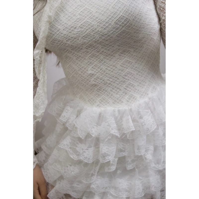 เดรสลูกไม้คุณภาพสูง 2 สี ขาวดํา เดรสลูกไม้ลายดอกชื่นชอบระบาย ขาบานลูกไม้สวยมาก - รูปที่ 7