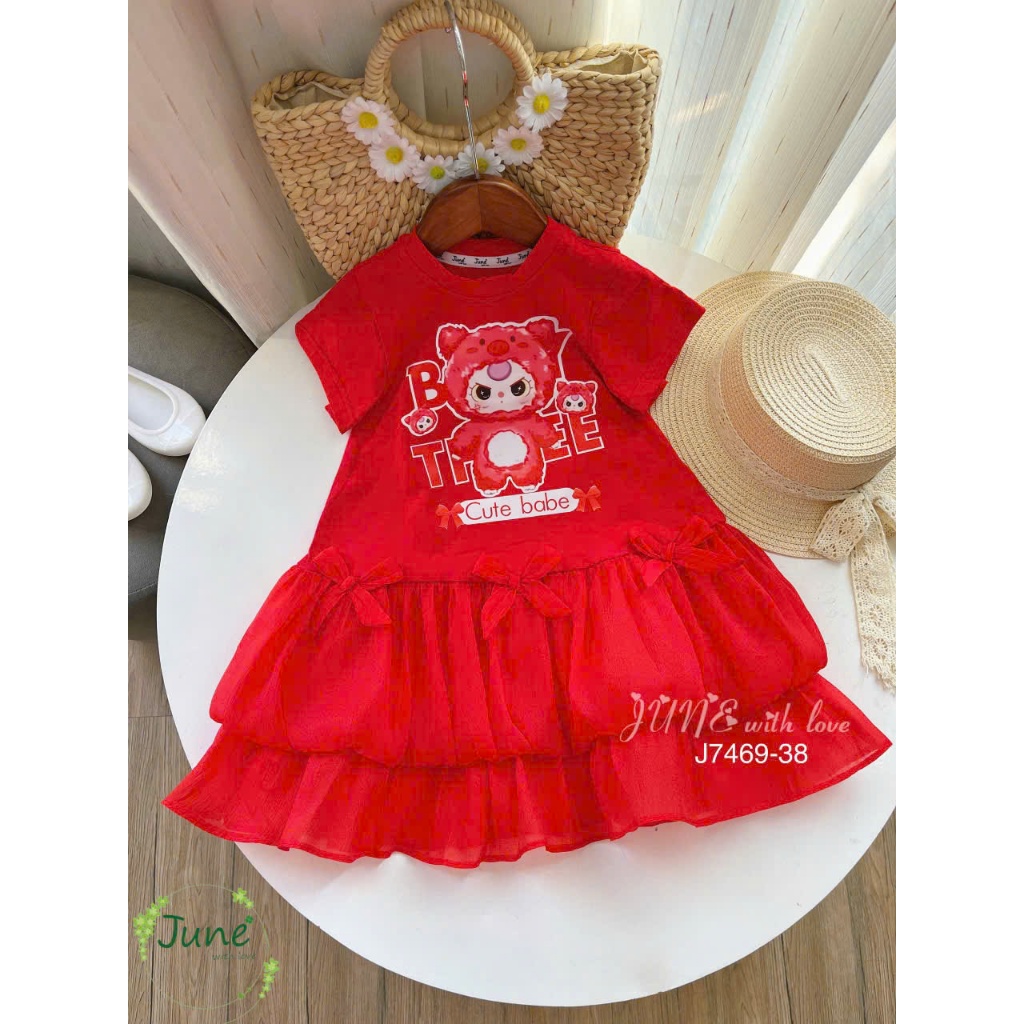 Dora JUNE WITH LOVE เดรสลายสามตาเด็ก ไซส์เด็ก 10-45kg