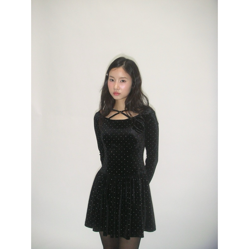 KRYSTAL VELVET DRESS - Miyou rhinestone VELVET DRESS