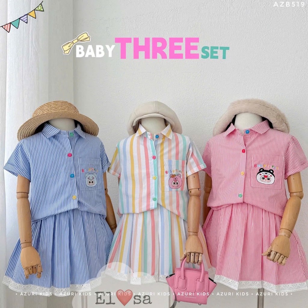 เสื้อผ้าเด็กผู้หญิง - สุดน่ารัก BABYTHREE 3-COLOR STUDENT SET สําหรับเด็กอายุ 1-5 ปี
