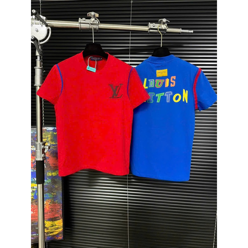 เสื้อยืดผู้ชายคุณภาพสูงพร้อมแถบเปลี่ยนมือพร้อม LV LETTERS