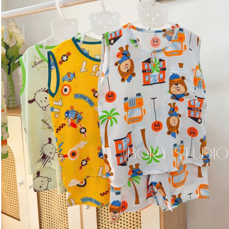 Combo of 3 Boys Tole Suit Underarm Linen Tole Shorts Type 1 จาก 7-38kg Random Pattern - Bory Studio