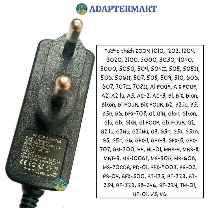 แหล่งจ่ายไฟของแท้สําหรับ ZOOM B1 B1X B1on B1Xon B1 FOUR B1X FOUR 9V กีตาร์เหยียบ