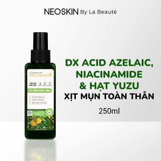 Xịt giảm mụn lưng, giảm viêm nang lông NEOACNES chứa Azelaic Acid, Niacinamide & hạt Yuzu 100ml