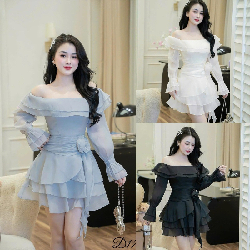 เดรสเปิดไหล่ไซส์ใหญ่ 50-90KG เลดี้ น่ารัก ทรงแฮ็ค คอนซีลเลอร์ - D179 - U Xinh Store (ผ้าไหมเปิดไหล่ 