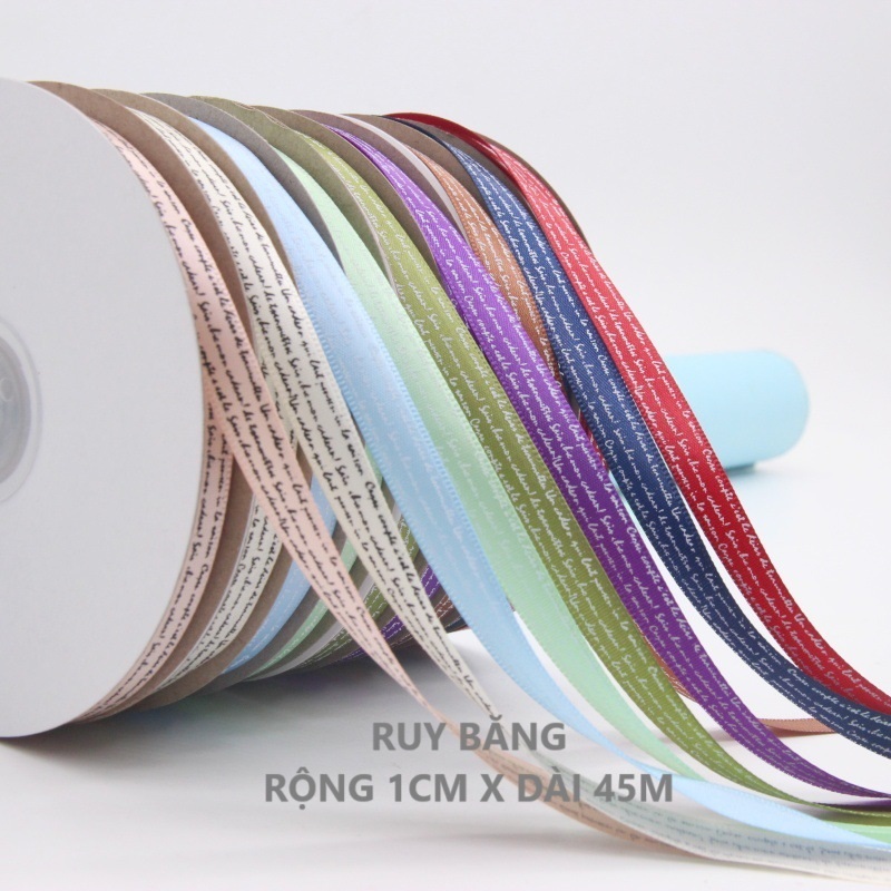 TDRB_Text Silk Ribbon __ ️ [SIZE 1cm x Roll 45m ]