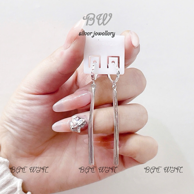 (WIN SILVER) BW83 ต่างหูเงินระดับไฮเอนด์ยาวหรูหรา
