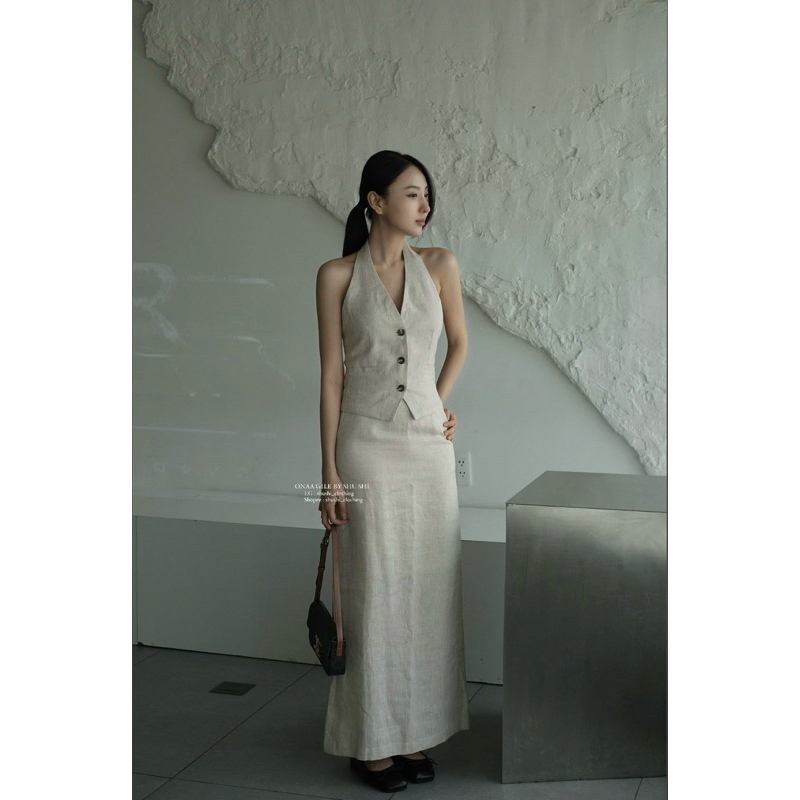 Onaa Gile - Gilet ปกผ้าลินินคุณภาพสูง (ภาพเดิม)