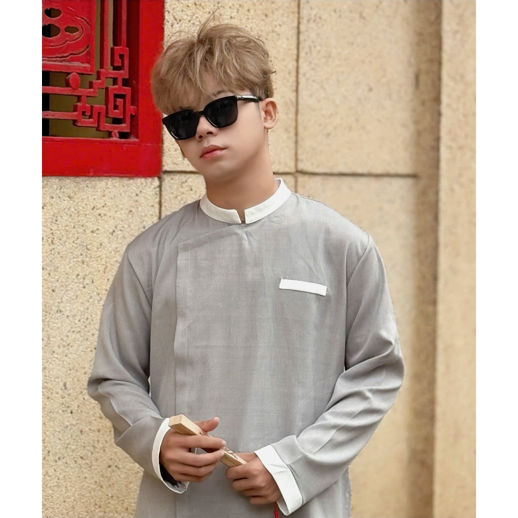 ปุ่มนวัตกรรมผู้ชาย Ao Dai, ปุ่ม Tet Ao Dai พร้อมขอบสีขาวพื้นฐาน สง่างาม แบบดั้งเดิม Mr Smile 99 AD05