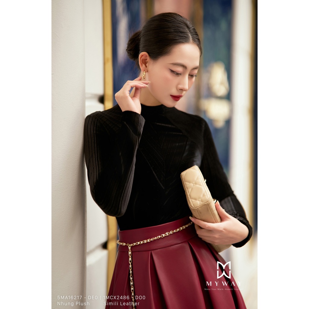 MY WAY เสื้อกันความร้อนผู้หญิงคอเต่ากํามะหยี่ Elegant Bodycon 5MA16217