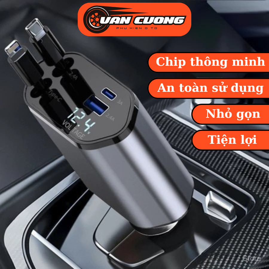 4 in 1 120W Car Fast Charger USB Type-C Car Charger